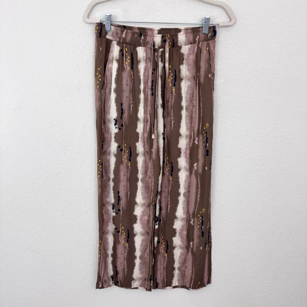 Hanro Womens Lounge Sleep PJ Pants Size S Flowy Comfy Casual Abstract Brown